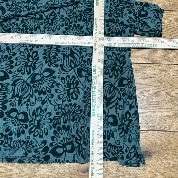 Soft Surroundings Walden Velvet Burnout Mock Neck Evergreen‎ Shirt Women's M $89 - Picture 8 of 10